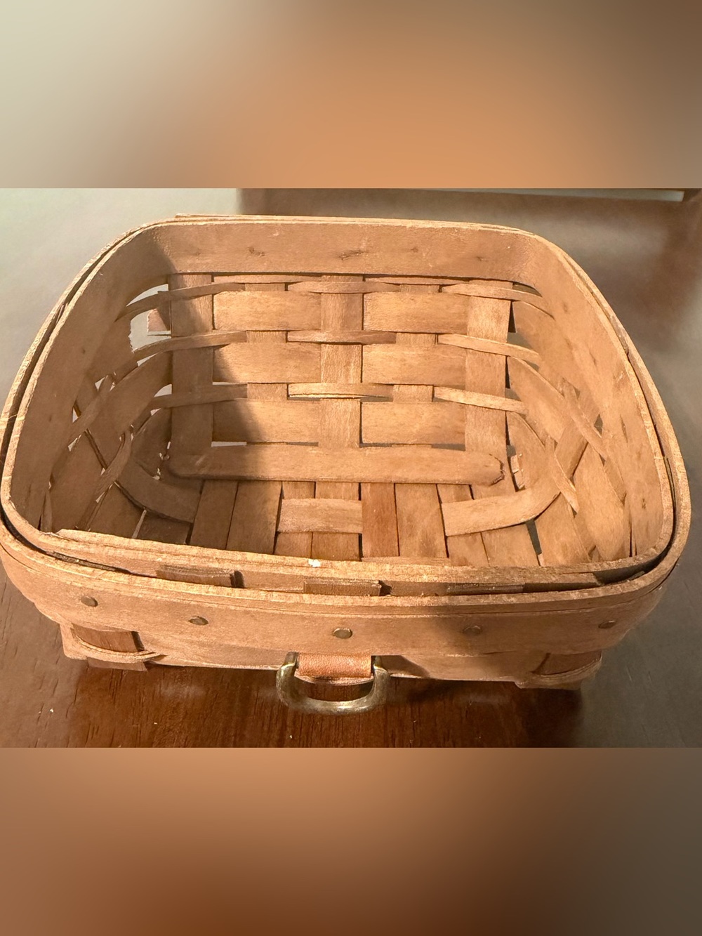 2008 Longaberger Sort and Store Business Card Basket in Deep Brown DAMAGED AS IS